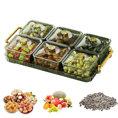 Aznever Geteiltes Snacktablett, unterteiltes Serviertablett | Snack- -Vorspeisentablett,Tragbares, durchsichtiges, Elegantes, langlebiges, abnehmbares, modisches Serviertablett mit Deckel Aznever Geteiltes Snacktablett, unterteiltes Serviertablett | Snack- -Vorspeisentablett,Tragbares, durchsichtiges, Elegantes, langlebiges, abnehmbares, modisches Serviertablett mit Deckel von Aznever