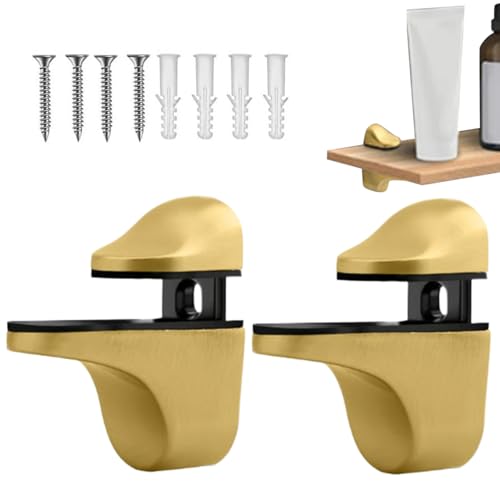 Aznever Glas Halterungen Wandmontage,2 Stück Glas Halterungen Klemmträger - Wandmontage Halter Verstellbarer Träger Für Küche Badezimmer Schrank Wohnzimmer Schlafzimmer Aufbewahrung von Aznever