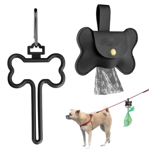 Aznever Kotbeutelspender | Robuster Abfallbeutelhalter aus Leder | Hundetaschenhalter für Leine, Metallhalter, Hundekotbeutelhalter, Hundekotbeutel von Aznever