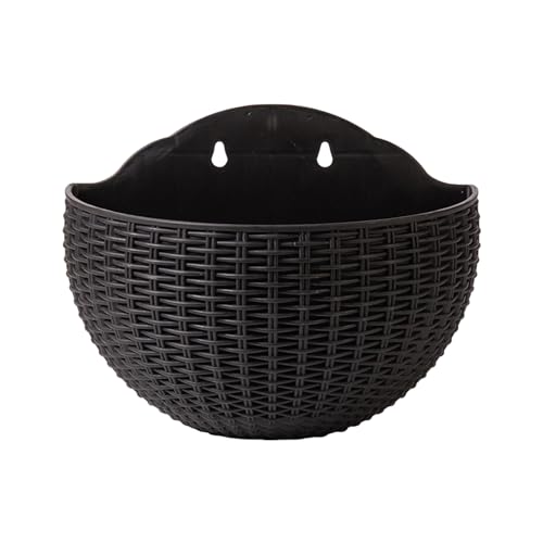 Aznever Wandblumentopf | Rattan-Imitat Blumentopf Für Die Wand | Halbkreisförmiger Übertopf für Balkon Wohnung Garten Terrasse Orchidee Efeutute von Aznever