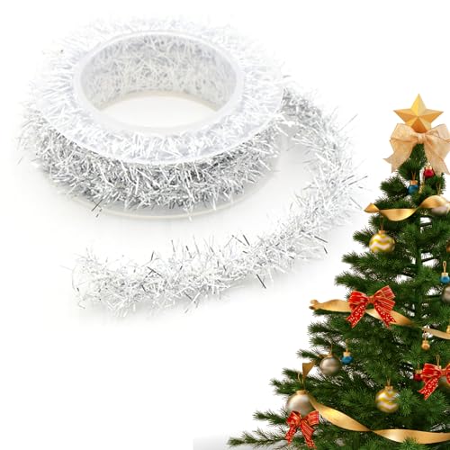 Aznever Weihnachtsband Glitzer mit Draht - Bunte Frohe Weihnachten Glitzerbänder,2 dekorative Bänder -Bastelverpackungen von Aznever