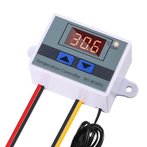 Digitaler Temperaturregler, Digitales LED-Temperaturreglermodul, Programmierbarer elektronischer Heiz- und Kühlthermostat mit wasserdichter Sonde, 1500 W Temperaturregler für Luftentfeuchter, von Aznever