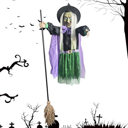 Halloween Hexendekoration Für Draußen,Gruselige Hexenbesen-Deko Mit Leuchtenden Augen - Partydekoration & Grusel-Deko Für Haus Garten Terrasse Baum Halloween Hexendekoration Für Draußen,Gruselige Hexenbesen-Deko Mit Leuchtenden Augen - Partydekoration & Grusel-Deko Für Haus Garten Terrasse Baum von Aznever