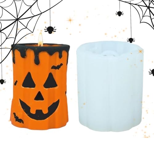Kürbiskerzen Silikonform,Halloween 3D Säulen Kürbiskerzen Form | Wiederverwendbare Silikon Formen Für Kreative Handwerksprojekte DIY Basteln von Aznever