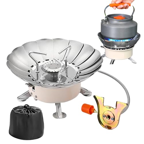 Tragbarer Campingkocher | Outdoorkocher,Klappbarer Edelstahlbrenner Mit Verstellbarem Windschutz, Piezozündung & Winddicht Für Picknick & Garten von Aznever