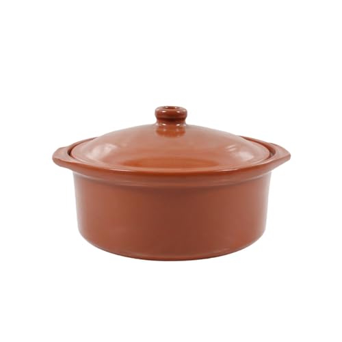 Azofra Kochtopf mit Deckel aus gebranntem Ton, 24,5 x 23 x 16,7 cm (3 Stück) von Azofra