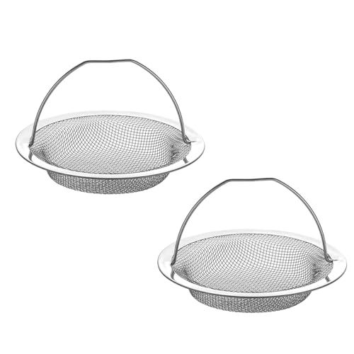 2 Stück Edelstahl Abflusssieb Küchenspüle, Abflusssieb Edelstahl Rostfrei mit Griff, Waschbecken Sieb Abfluss Spüle, Rostfreies Spülbecken Sieb, Verstopfungsschutz Waschbecken Filter für Küche 11cm von Azonelife