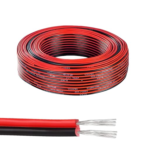 22AWG Elektrischer Draht 20 Meter 0,33mm² 2-Adriges PVC-Kabel Zwillingslitzen Kupferdraht 2 Poliges Silikon Kabel Elektrisch Verlängerungskabel für LED Streifen und elektronische Verdrahtung von Azonelife