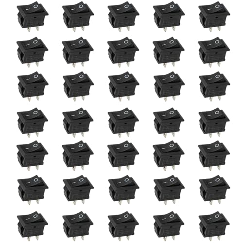 35 Stücke Schalter SPST Mini Wippschalter 2-polig KCD1-101, ON/Off Mini Boot Wippschalter 2Pin Schalter Snap, 250V 6A 125V 10A AC Taste Rocker Kippschalter für Motorrad, Haushaltsgeräte von Azonelife