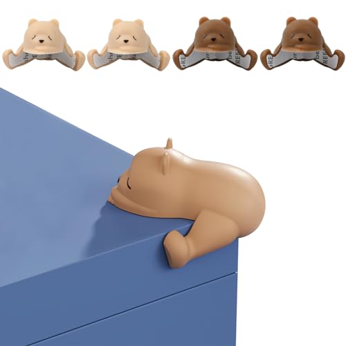 4 Stück Bär Selbstklebender Kantenschutz, Kieselgel Eckenschutz, Eckschutzkanten Süßes, Edge Table Corner Protector, Rückstandslos Entfernbar, Tischschreibtisch Eckenschutz (Aprikose und Kaffee) von Azonelife