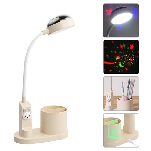 Azonelife Schreibtischlampe Kinder, Nachttischlampe mit Stifthalter, Dimmbare LED Tischlampe Leselicht, Wiederaufladbare Kids LED-Leselampe, Studienlampe für Lesen Arbeiten Studieren (Weiß) von Azonelife
