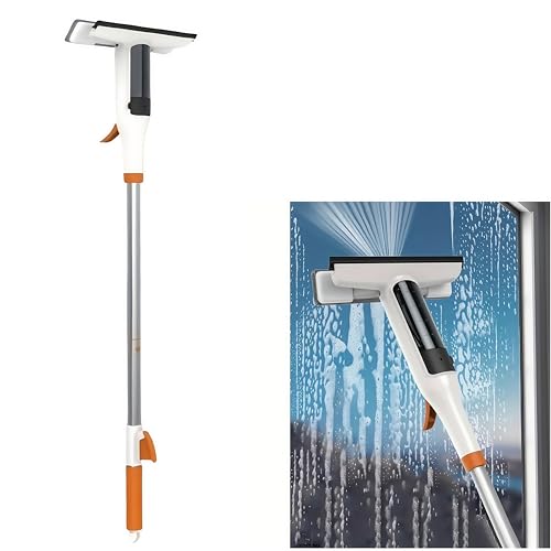Azragon 3-in-1 Pro Glasreiniger-Set | Teleskop-Metallstange + 2 Silikonschaber | Hochdruck-Spray, ergonomischer Griff | Dusche/hohe Fenster/Auto-Windschutzscheibe von Azragon