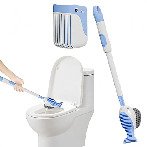 Azragon WC-Bürste und Halter zur Wandmontage, platzsparender Badezimmer-Organizer mit rutschfesten Borsten und rostfreien Haken, passend für die meisten Toiletten (Ozeanblau) von Azragon