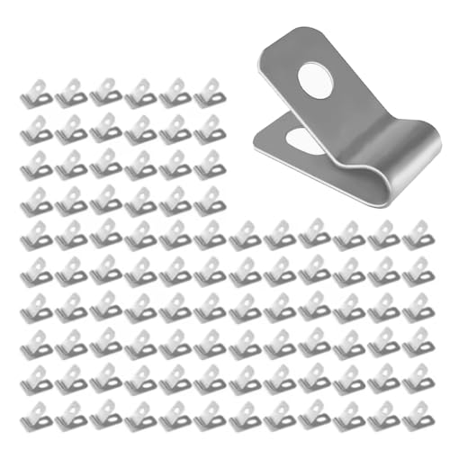 Azull 100 St¨¹ck Clips, Zaundrahtklemmen, Befestigungsclips f¨¹r Landwirtschaftliche Z?une mit Schrauben, Edelstahldraht, Gartenbefestigungen von Azull