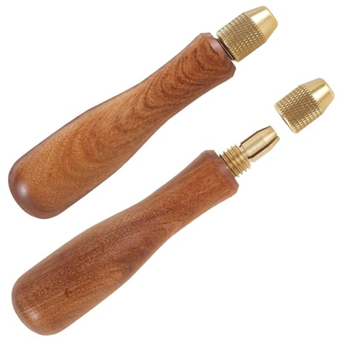 Azull 2 Stück Holzfeilengriff, Handbohrfeilengriff mit Messing-Spannzange, Holzgriff für Handbohrfeilengriff Azull 2 Stück Holzfeilengriff, Handbohrfeilengriff mit Messing-Spannzange, Holzgriff für Handbohrfeilengriff von Azull