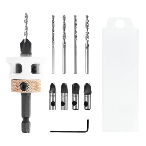 Azull 4-Teiliges Senkbohrer-Set mit Reibungsarmem Tiefenanschlag und Auswechselbarem HSS M2-Bohrer, Senkbohrer Azull 4-Teiliges Senkbohrer-Set mit Reibungsarmem Tiefenanschlag und Auswechselbarem HSS M2-Bohrer, Senkbohrer von Azull