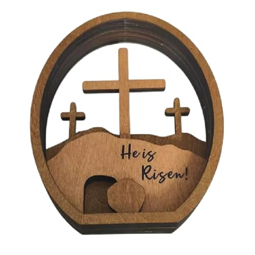 Azull Christliche Osterdekoration Auferstandenes Grab Dreistufige Auferstehungsszene Tablett-Set Handgefertigtes Jesus Krippen-Schild von Azull