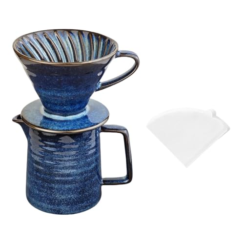 Azull Kaffeemaschine zum Übergießen, Keramik-Kaffeemaschine mit 40 Papierfiltern, 10 Oz/300 Ml Übergieß-Kaffeefilter von Azull