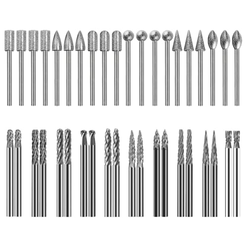 Azull Mini Hartmetallfräser 1/8" Schaft Diamantfräser-Bit-Set 40 Stück Steinbildhauerei-Set Drehwerkzeuge zum Schleifen von Azull
