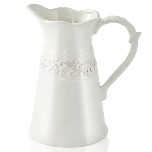 Azull Pitcher Vase Bauernhaus Vase Pitcher für Blumen Blumenvase Pitcher Weiße Pitcher für Blumen von Azull