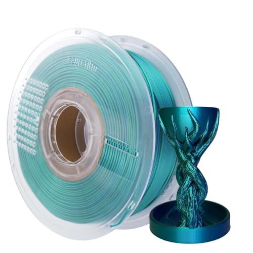 AzureFilm PLA Silk Multicolor 1,75 mm – 1 kg Spule – Dual Color – Tri Color – Glänzendes Finish – Einfach zu drucken – Lebendige Farben (Dual Color Emerald Surf) von AzureFilm 3D