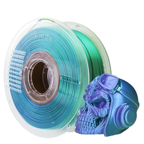 AzureFilm PLA Silk Multicolor 1,75 mm 3D-Drucker Filament – 1 kg Spule – Dual Color – Tri Color – Glänzendes Finish – Einfach zu drucken – Lebendige Farben (Tri Color Peacock Bloom) von AzureFilm 3D