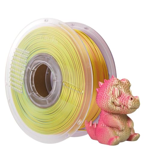 AzureFilm PLA Silk Multicolor 1,75 mm 3D-Drucker Filament – 1 kg Spule – Dual Color – Tri Color – Glänzendes Finish – Einfach zu drucken – Lebendige Farben (Tri Color Sunrise Pop) von AzureFilm 3D