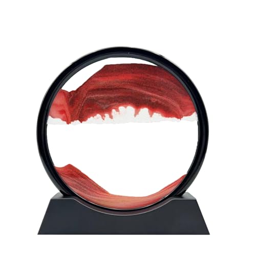 AzureLeap Sandbilder zum Drehen 3D Sandscape - die Sandkunst in Tiefsee Fließende Sandmalerei Sandbild Geschenke Sanduhr Deko Aesthetic für Büro Wohnzimmer Schreibtisch Erwachsene Kinder (ROT-7") von AzureLeap