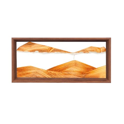AzureLeap Sandbilder zum Drehen 3D Sandscape die Sandkunst in Tiefsee Fließende Sandmalerei Sandbild Geschenke Sanduhr Deko Aesthetic für Büro Wohnzimmer Schreibtisch Erwachsene Kinder [YELLOW-14in] von AzureLeap