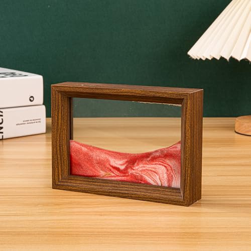 AzureLeap Sandbilder zum Drehen 3D Sandscape - die Sandkunst in Tiefsee Fließende Sandmalerei Sandbild Geschenke Sanduhr Deko Aesthetic für Büro Wohnzimmer Schreibtisch Erwachsene Kinder [ROT-7"] von AzureLeap