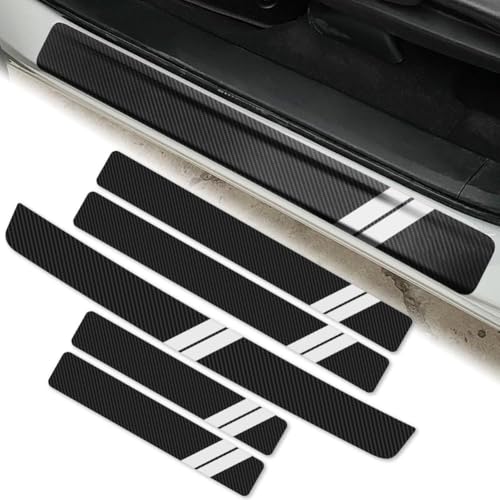 Auto Einstiegsleisten Türschweller für VW Transporter Panel Van 2003-2009, Kohlefaser Auto Einstiegsleisten Schutz Türeinstiegsschutz Aufkleber Abdeckung Schutz Pedal Auto SzubehöR,White von AzurePure