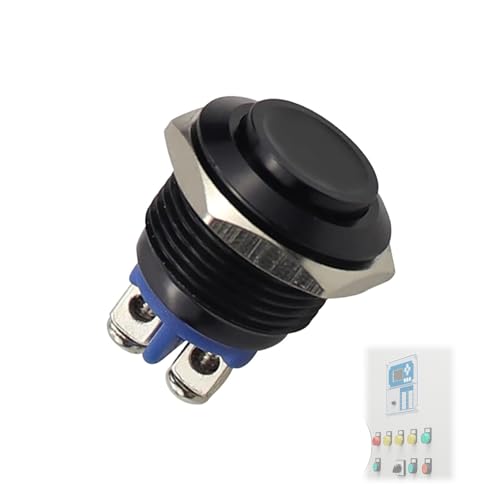 AzureRay 16mm Drucktaster 12V IP67 - Wasserdichter Momentary-Schalter aus Metall | Startknopf für KFZ & Industrie​​ von AzureRay