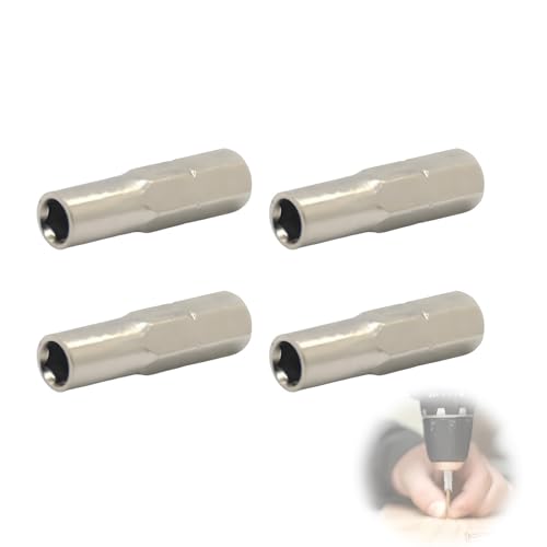 AzureRay ​​4 Stück 1/4 Zoll Bit Adapter - 6,35 mm (1/4") auf 4 mm Magnetadapter für Schraubendreher | Inkl. Bit Adapter 1/4 für Micro-Bits | Sechskant-Einsätze, magnetisch & langlebig, Silber​ von AzureRay