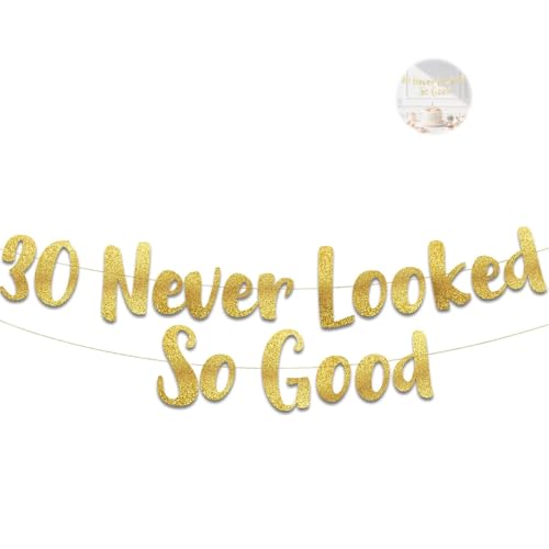 AzureRay 30 Never Looked So Good Goldfarbenes Glitzer-Banner – Dekoration zum 30. Jahrestag und Geburtstag AzureRay 30 Never Looked So Good Goldfarbenes Glitzer-Banner – Dekoration zum 30. Jahrestag und Geburtstag von AzureRay