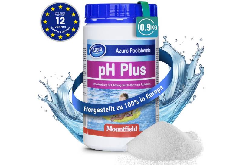 Azuro Poolpflege PH Plus Whirlpool & Pool pH Up Heber für klares Wasser, Hochwirksam & leicht löslich pH + Made in Europe – 0,9 kg / 4 kg von Azuro