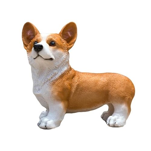 Azusumi Hundestatue, Vivid Cute Style Kleines Kompaktes Corgi-Ornament aus Kunstharz für Gärten und Innenschreibtische (Gelb) von Azusumi