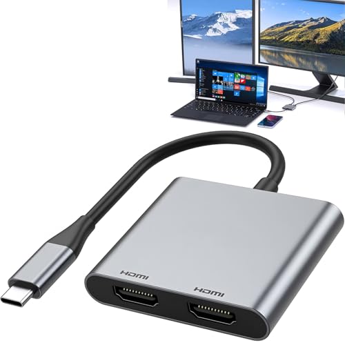 USB C auf Dual HDMI Adapter, Dual Monitor Adapter USB C Adapter USB C Hub mit 2 HDMI Docking Station 4K @60Hz für Laptop HP DELL Surface Lenovo Thinkpad MacBook Pro Air und mehr von Azuxreza