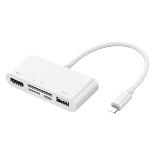 Azwamkue For/to Adapter, Hub 5 in 1 mit Kartenleser, Ladeanschluss kompatibel mit USB-Geräten von Azwamkue