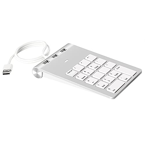 Azwamkue Mini-Ziffernblock, Tastatur, 18 Tasten, Ziffernblock, Nummernblock mit 3 Anschlüssen, USB-Hub für Laptop, Desktop-PC von Azwamkue