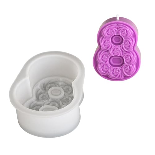 0-8 Rose Numbe Kerzenform Silikonform Duft Kerzenform Fondant Kuchenform Gussgussformen Federformen Formen von Azxcvbnm
