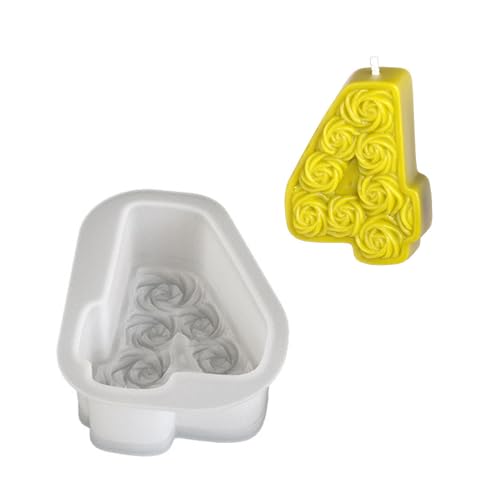 0-8 Rose Numbe Kerzenform Silikonform Duft Kerzenform Fondant Kuchenform Gussgussformen Federformen Formen von Azxcvbnm