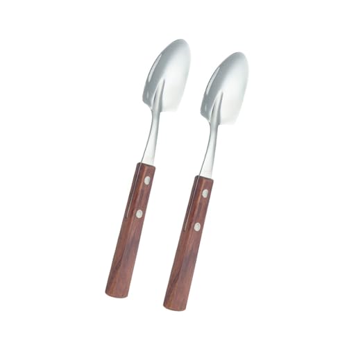 2pcs Edelstahl Eislöffel Mit Holzgriff Für Und Dessertgeschäfte Spülmaschine Essbesteck Besteck von Azxcvbnm