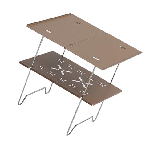 Azxcvbnm Doppelschicht Aluminiumtisch Camping Picknicks Tisch Tragbarer Tisch Camping Desk Strand Tisch Doppelklapper Camping Table von Azxcvbnm