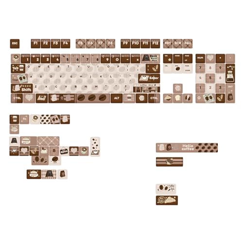 Azxcvbnm Keycaps Coffee Brown Thema 131Keys Anpassungssatz Für Mechanische Tastaturen Switches Keycap Set von Azxcvbnm
