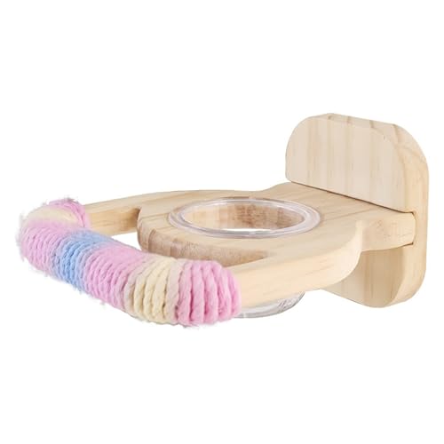 Azxcvbnm Natürlicher Holz Papageienständer Interaktives Fütterungszubehör Umfasst Die Fütterungsschüssel Für Conures Lovebirds Finken Langlebiger Holzstand Für Papageienbalance von Azxcvbnm