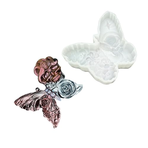 Schädel Blumen Schmetterling Kerzenform Futter Silikon Für Bastel Und Urlaubsdekorationen Muertos Kerzenform von Azxcvbnm