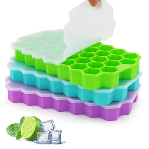 Azyh Eiswürfelbehälter für Gefrierschrank mit Deckel, 37 Fächer, Silikon-Eiswürfelform mit Deckel für kleine Eiswürfelformen, leicht zu lösen, wiederverwendbar, Eiswürfel im Eiskübel für von Azyh