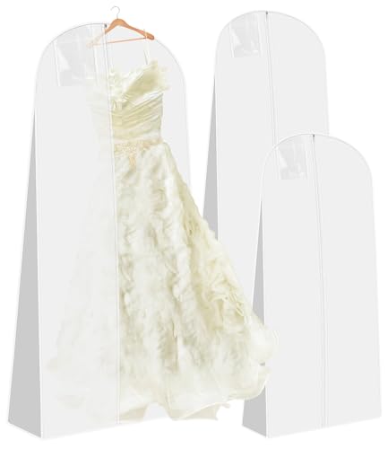 2 Stück Kleidersack Brautkleid Kleidersack Lang 180 cm Anti-Staub Atmungsaktiver Kleidersäcke Lang mit reißverschluss,Wasserdicht Schutzschild für Brautkleider Abendkleider Mäntel Lange Mäntel-Weiß von Azyvum