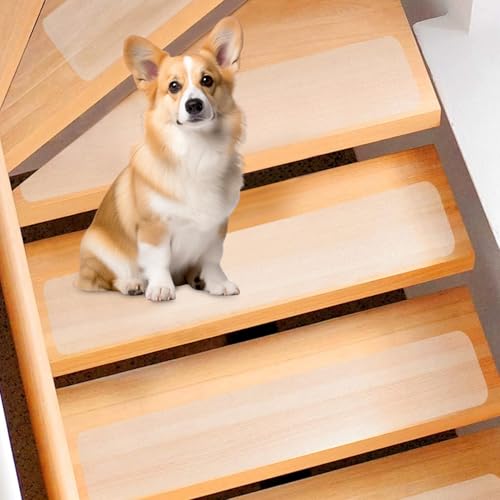 Azyvum 18 Stück Treppenstufen Matten Antirutschmatte, 15 x 81cm Transparent Stufenmatten Innen rutschfeste Klebeband für Holzstufen Set für Boden Rutschschutz selbstklebend Antirutsch Streifen von Azyvum