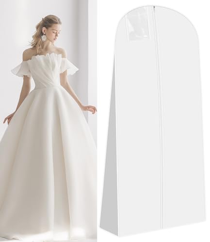 Kleidersack Brautkleid Kleidersack Lang 180 cm Anti-Staub Atmungsaktiver Kleidersäcke Lang mit reißverschluss,Wasserdicht Schutzschild für Brautkleider Abendkleider Mäntel Lange Mäntel-Weiß von Azyvum
